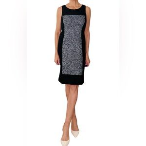 St. John Collection Black and Gray Panel Midi Dress